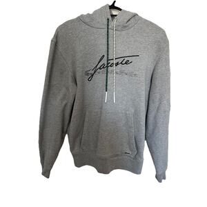 LACTOSE Men’s Gray Signature Flecked Cotton Fleece Hoodie Sweatshirt Size Small
